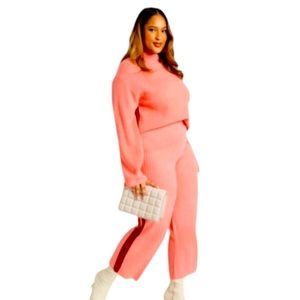 ELOQUII plus size sweater set pink 2 pcs